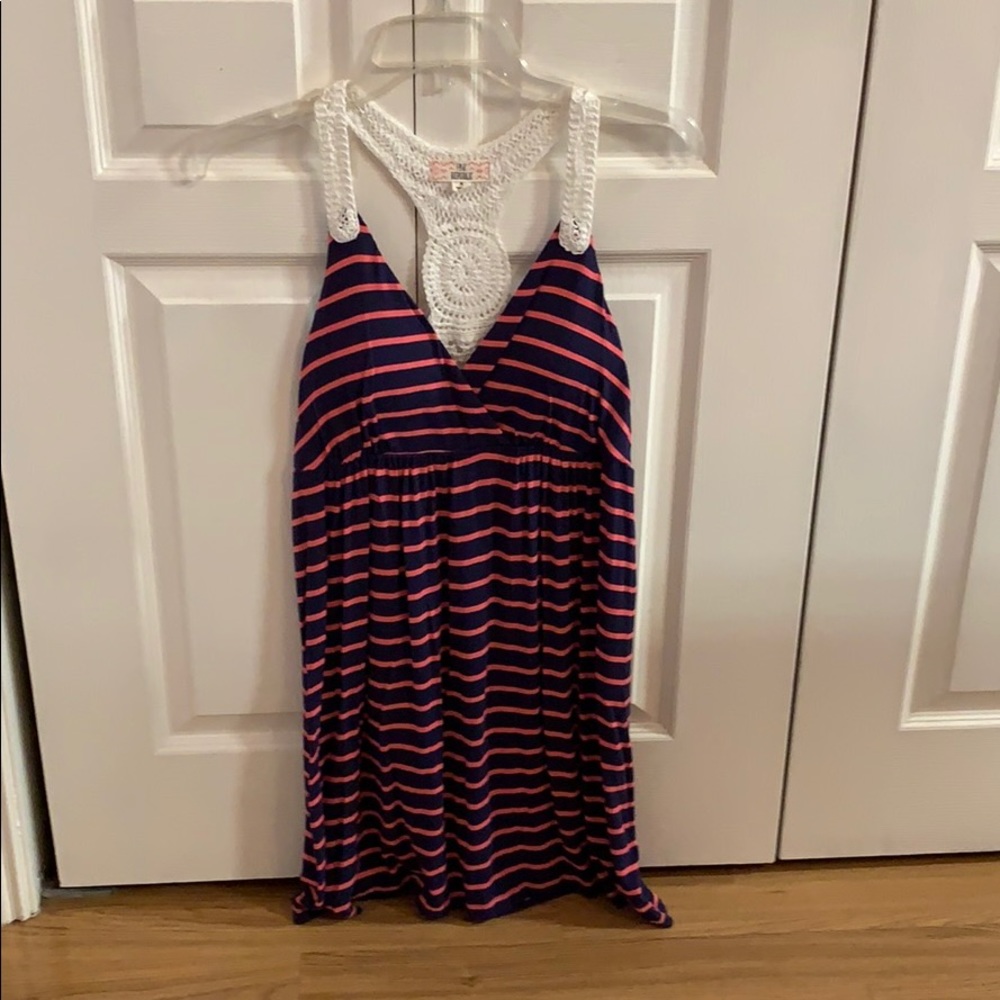 Navy & pink knit dress